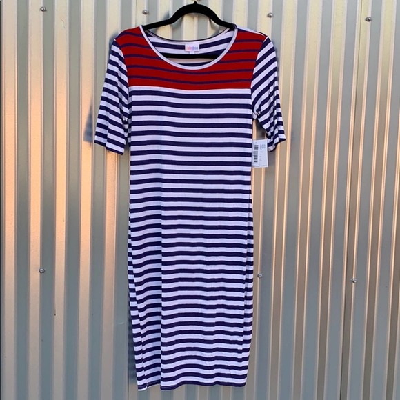 NWT Lularoe Julia Red White Blue Dress Small - Picture 1 of 9